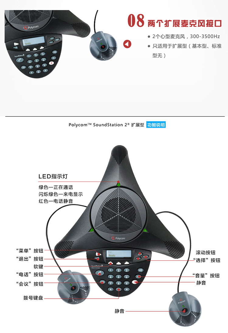 寶利通Polycom SoundStation 2EX擴展型